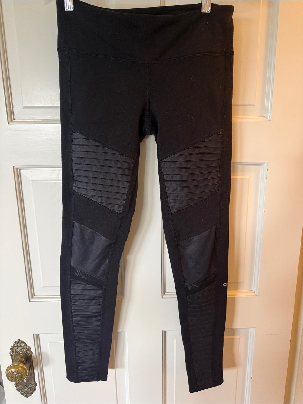 Alo Black Moto-Panel Leggings